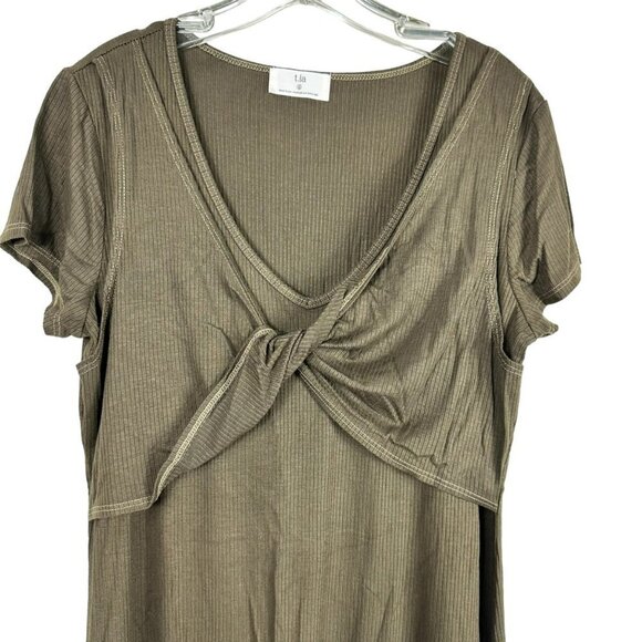 Anthropologie T.La Green Knit Twist Front Midi Hunter Green Dress Size S - Picture 4 of 13